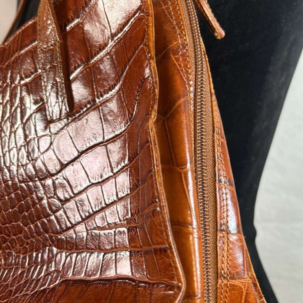 Neiman Marcus Leather Croc Patterned Shoulder Bag… - image 6